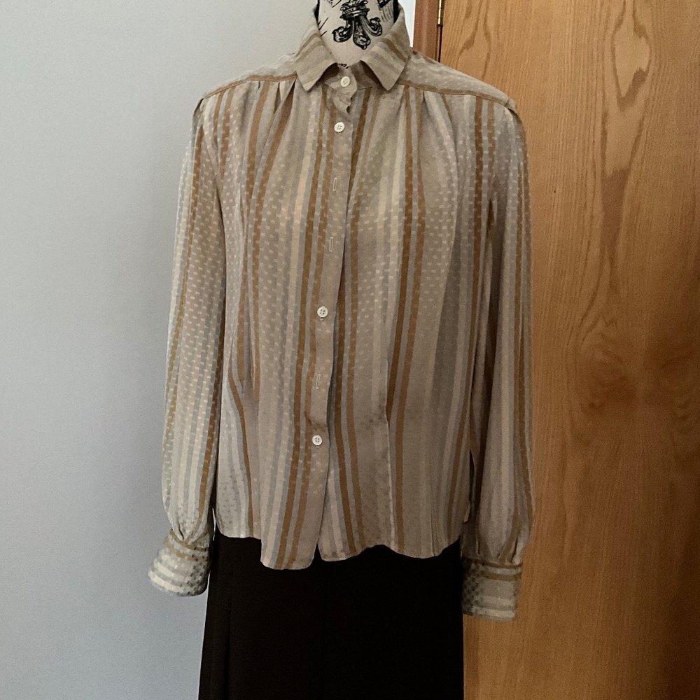 Anne Klein 100% Silk multicolor Business Casual Blouse Size 12